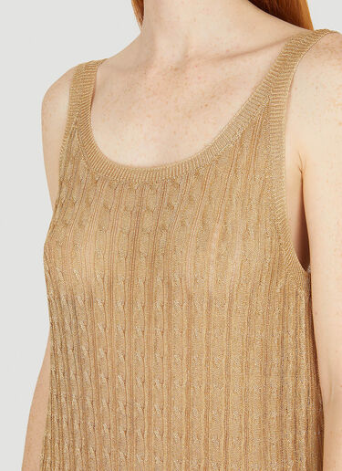 Prada Metallic Cabel Knit Dress Gold pra0251011