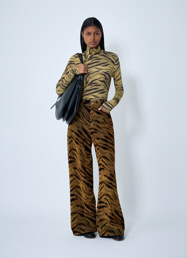 Printed Flock Denim Jeans GANNI Printed Flock Denim Jeans Khaki gan0262027