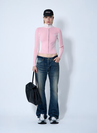 Balenciaga Zip-Up Human Being Hooded Sweatshirt Pink bal0260015