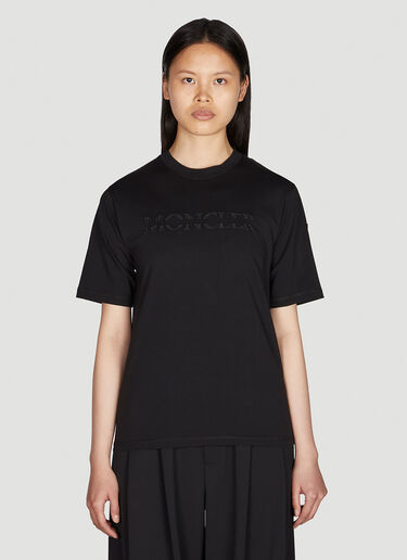 Moncler Logo Embroidered T-Shirt Black mon0249019
