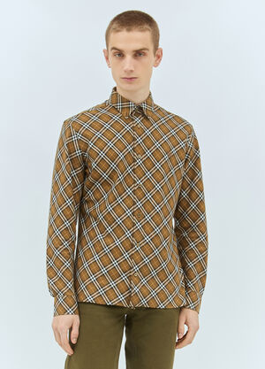 Burberry Check Cotton Shirt Brown bur0158003