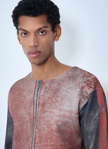 Gallery Dept. Raw-Edge Zip-Print Top Brown gdp0162061