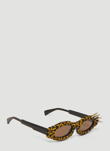 Textured Side Spike Slim Sunglasses Kuboraum Textured Side Spike Slim Sunglasses Brown kub0339002
