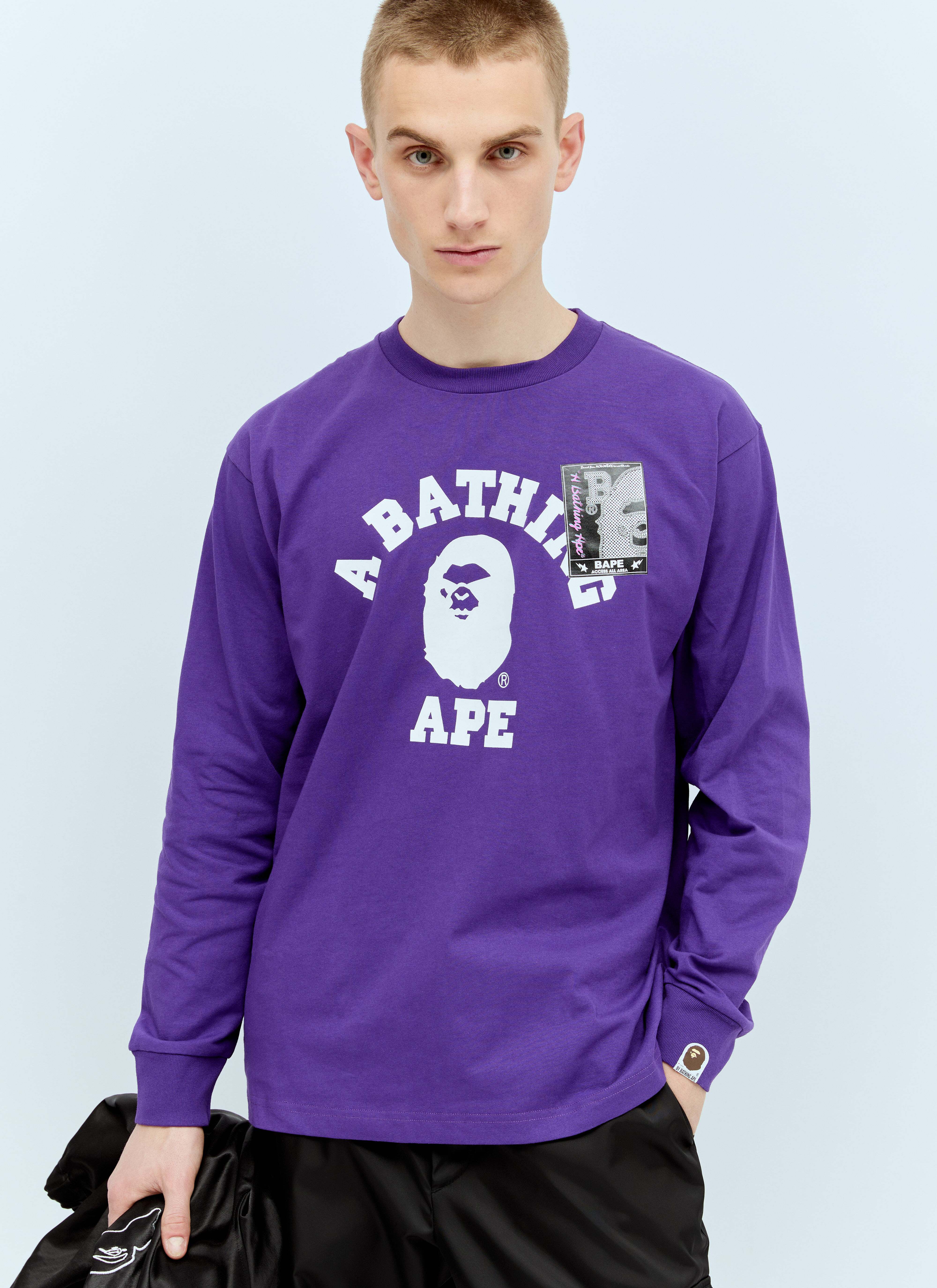 A BATHING APE® Mad Face College Sweatshirt Blue aba0156002