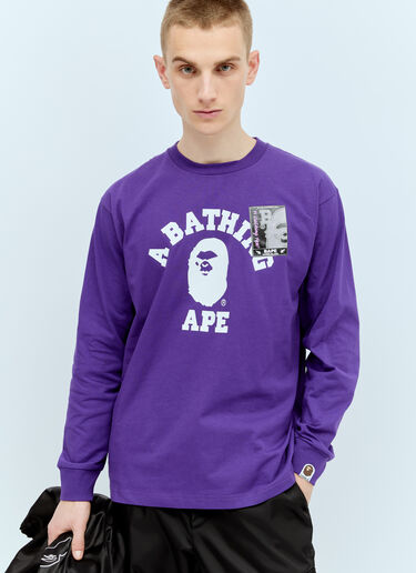 A BATHING APE® マッドフェイス カレッジスウェットシャツ パープル aba0154023