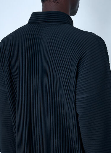 Homme Plissé Issey Miyake Pleated Polo Shirt Black hmp0162010