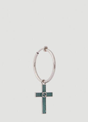 Gucci Single Cross Hoop Earring Silver guc0252001