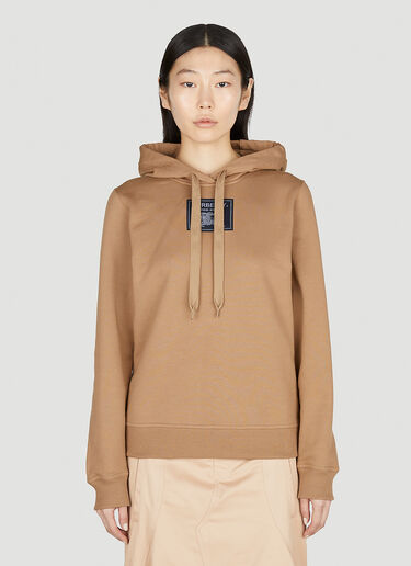 Burberry Logo Patch Hooded Sweatshirt Camel bur0252007
