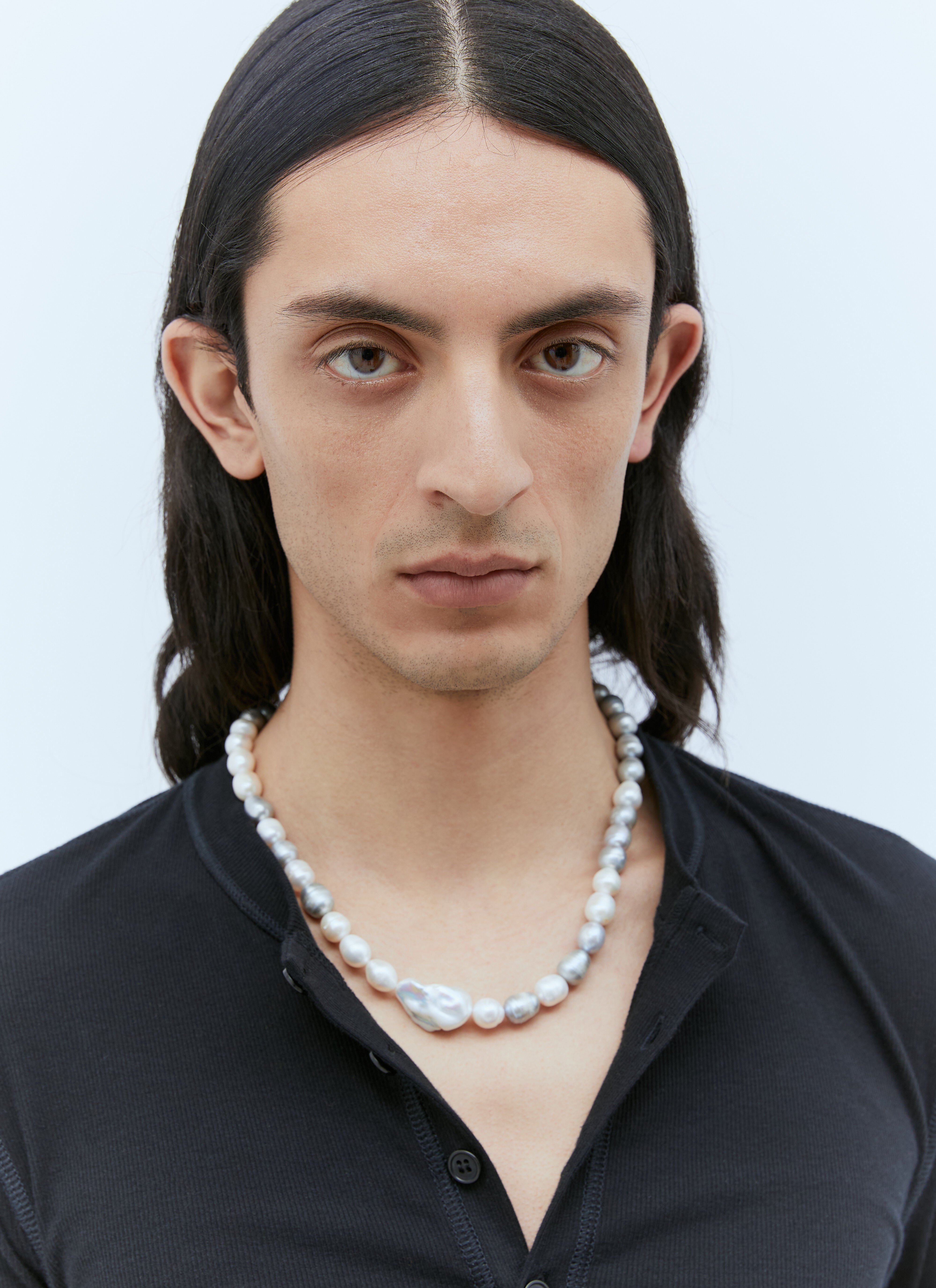Walter Van Beirendonck Clouds Pearl Necklace Green wlt0156034