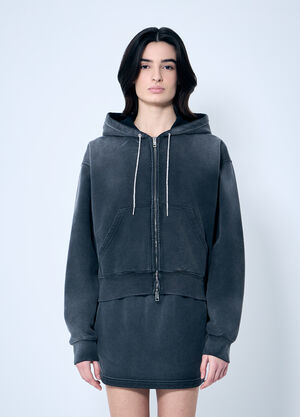 Alexander Wang Zip-Up Sweater With Rhinestone Drawstring Grey awg0259017