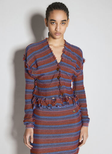 Vivienne Westwood Stripe Broken-Stitch Knit Cardigan Grey vvw0255047