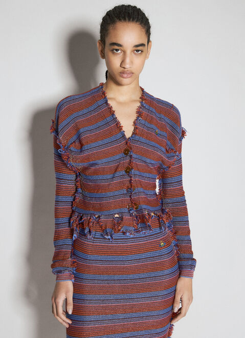 Vivienne Westwood Stripe Broken-Stitch Knit Cardigan Grey vvw0256025