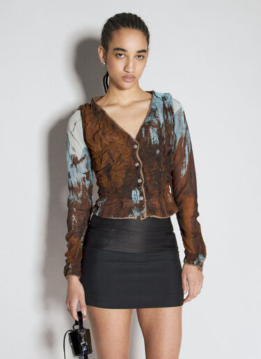 Vivienne Westwood Shrunken Ruched Cardigan Brown vvw0253002