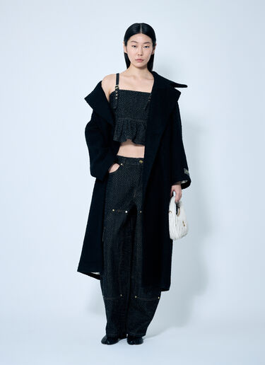 GANNI Fluffy Denim Strap Top Black gan0259030
