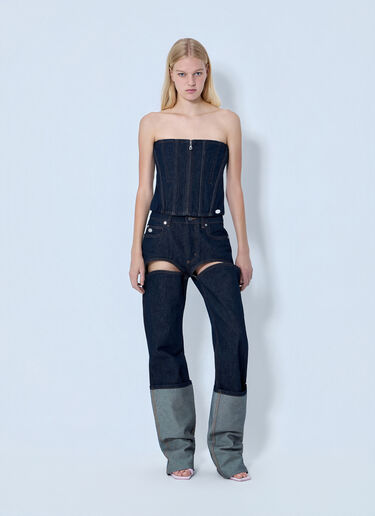 Jean Paul Gaultier Cut Out Wide Leg Jeans Blue jpg0264006