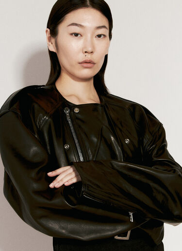 Rick Owens Leather Crop Biker Jacket Black ric0256001