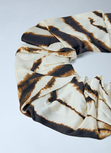 GANNI Patterned Silk Hair Tie Brown gan0265036