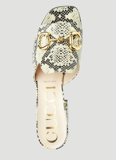 Gucci Horsebit 蟒蛇纹印花有根穆勒鞋 米 guc0245108