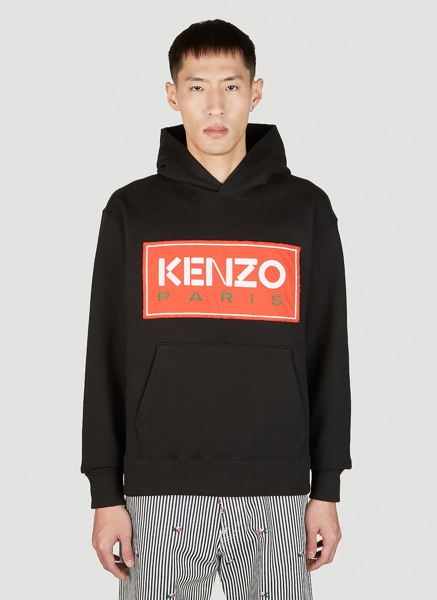 Kenzo Logo Patch Hooded Sweatshirt Male Black