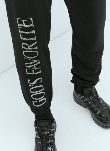 Praying God's Favorite Rhinestone Track Pants Black pry0354008