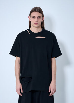 Yohji Yamamoto スラッシュ Tシャツ  ブラック yoy0160009