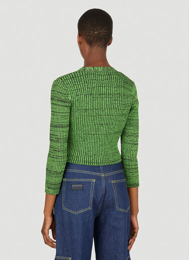 GANNI Ribbed Cardigan Green gan0251013