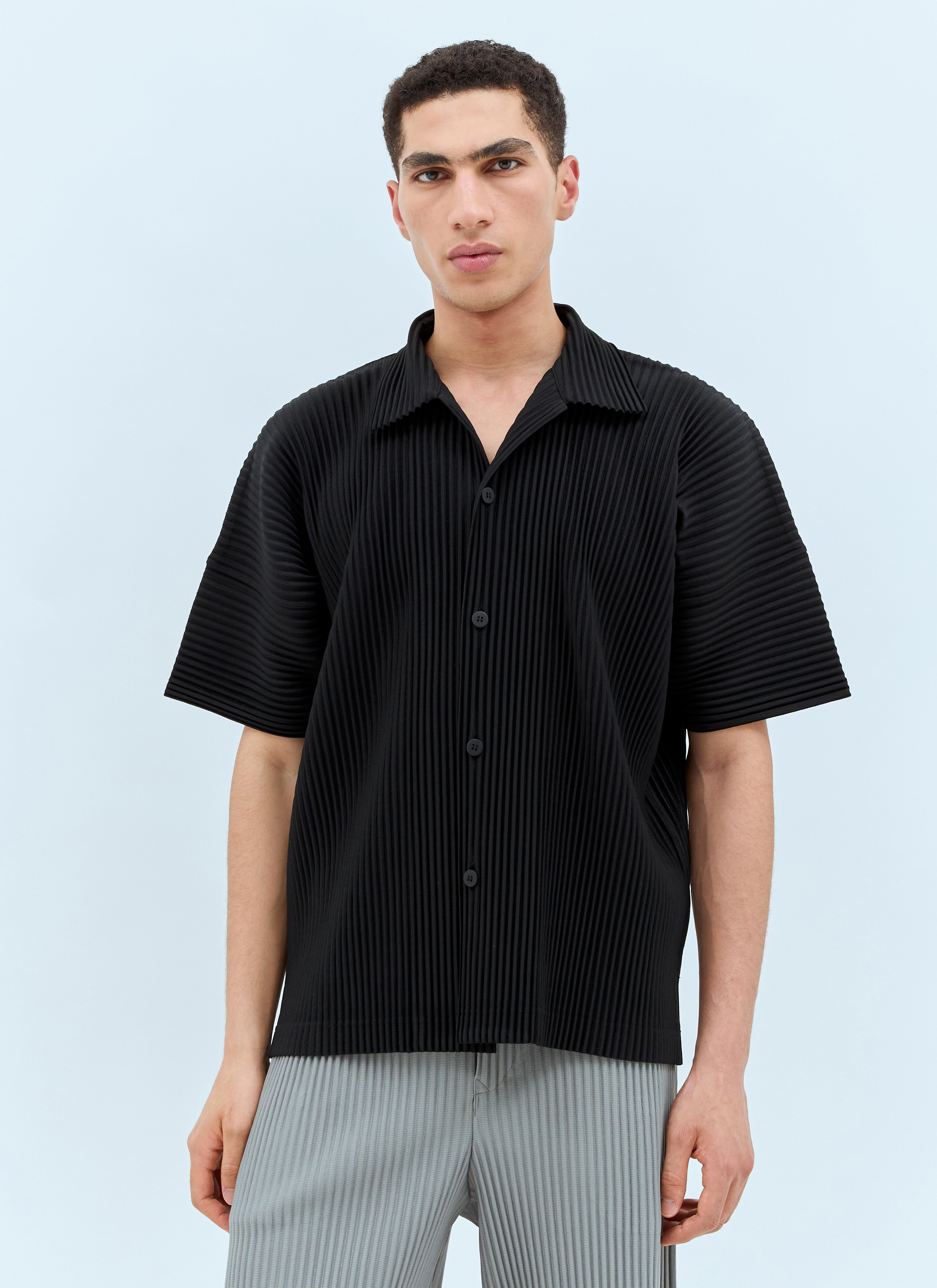 Homme Plissé Issey Miyake Men's' Short-Sleeve Pleated Shirt in
