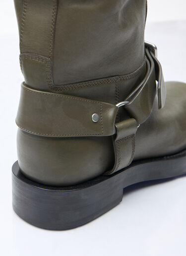 Burberry Leather Saddle High Boots Green bur0258006
