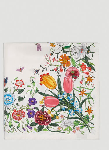 Gucci Floral Silk Scarf White guc0251299