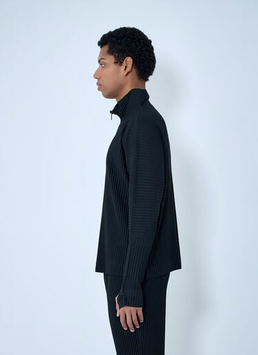 Homme Plissé Issey Miyake Pleated Half-Zip Pullover Sweater Black hmp0163004