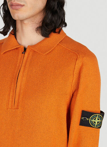 Stone Island Compass Patch Zip Up Sweater Orange sto0152046