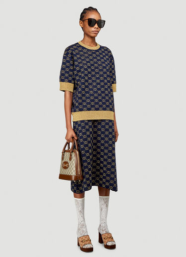 Gucci Interlocking G Metallic-Knit Sweater Blue guc0239022