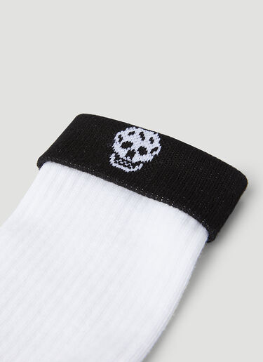 Alexander McQueen Reversible Logo Trim Socks White amq0148036