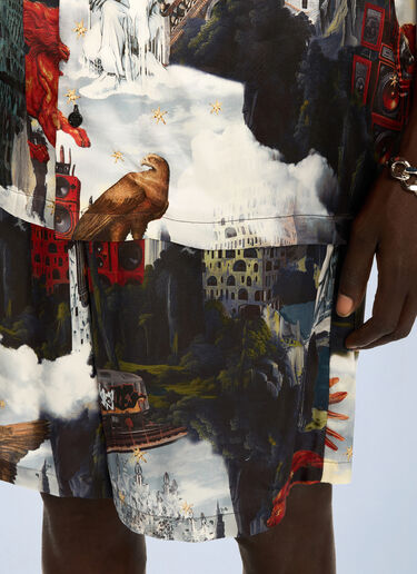 World Paint Viscose Bowling Shorts Off-White World Paint Viscose Bowling Shorts Blue ofw0162078