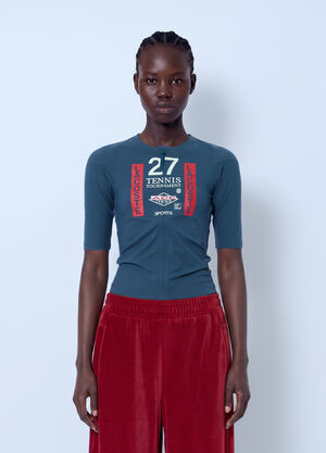 Lacoste Runway Zipped Printed Stretch T-shirt Blue lac0266011