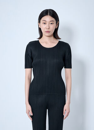 Pleats Please Issey Miyake Pleated Shirt Black plp0260017