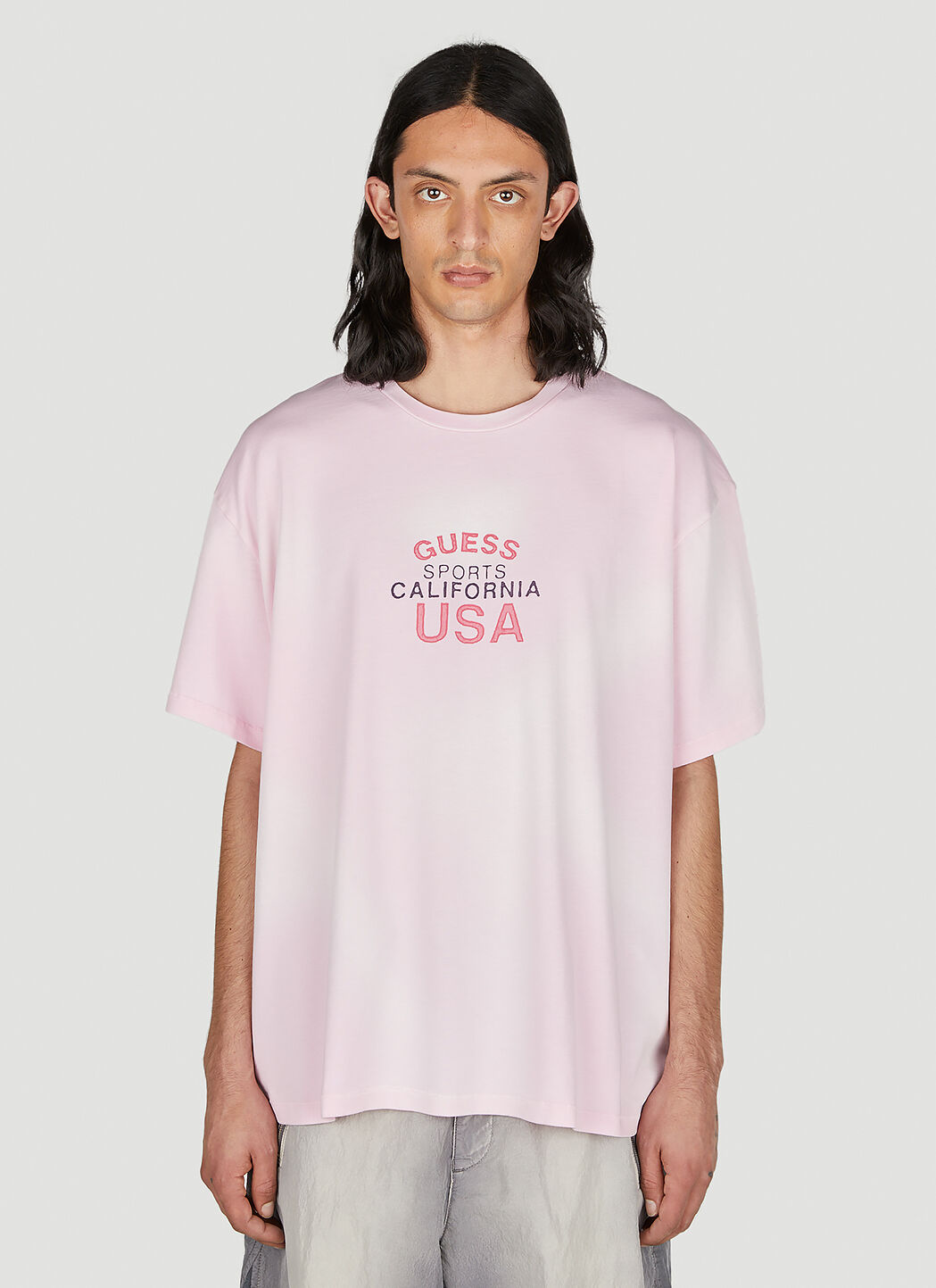 Guess USA Men s Faded Graphic T Shirt in Pink LN CC