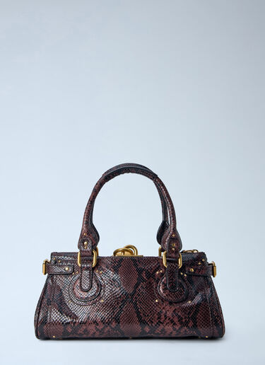 LN-CC® - Chloé: Paddington Embossed Python Effect Shoulder Bag - Burgundy Chloé Paddington Embossed Python Effect Shoulder Bag Burgundy chl0265046