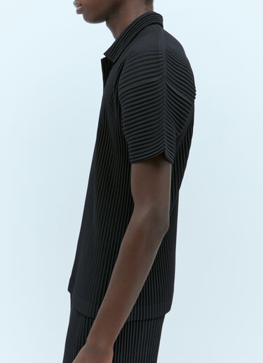 プリーツニット ポロシャツ Homme Plissé Issey Miyake プリーツニット ポロシャツ ブラック hmp0154010