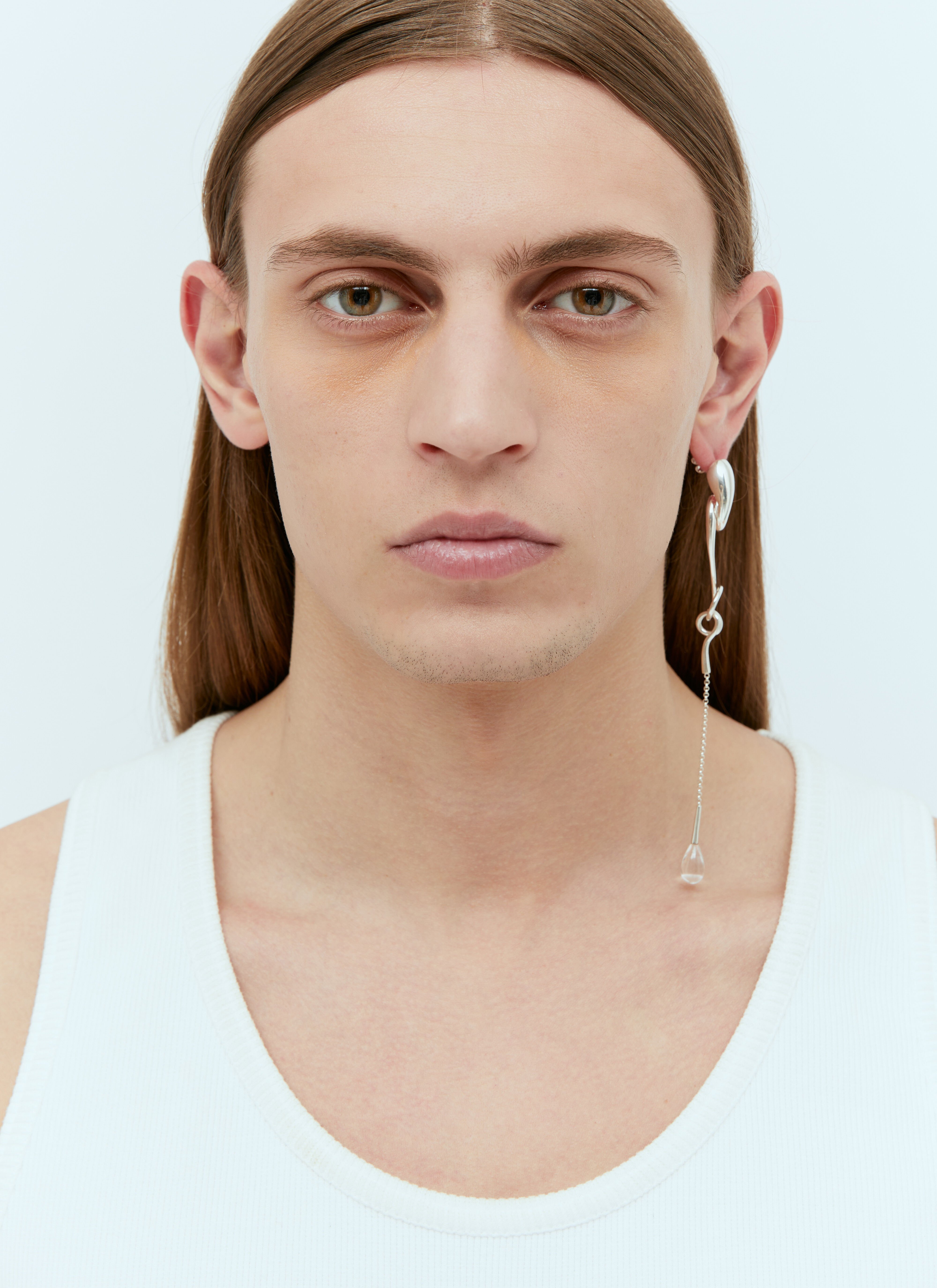 Milko Boyarov Long Viscous Drop Earrings Silver mkb0355003