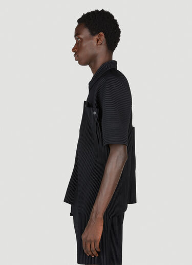 Homme Plissé Issey Miyake Pleated Short Sleeve Shirt Black hmp0153009