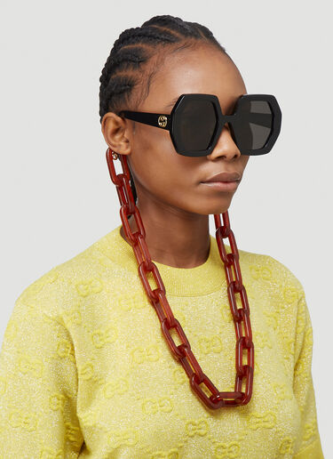 Gucci Oversized Sunglasses Chain Brown guc0240059