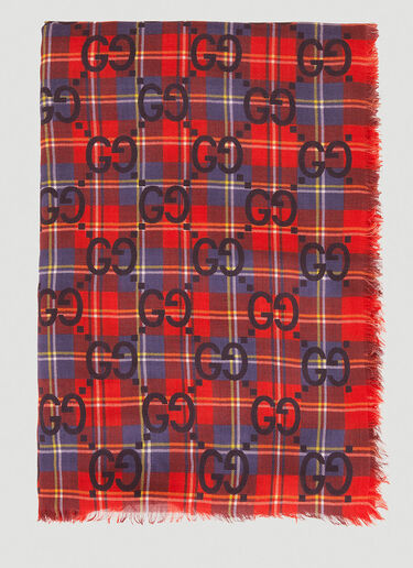 Gucci Maxi GG Tartan Scarf Red guc0151104