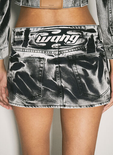 Alexander Wang Blade Logo-Embroidery Denim Mini Skirt Grey awg0258009