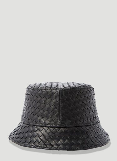 Bottega Veneta イントレチャート レザーバケットハット ブラック bov0253072