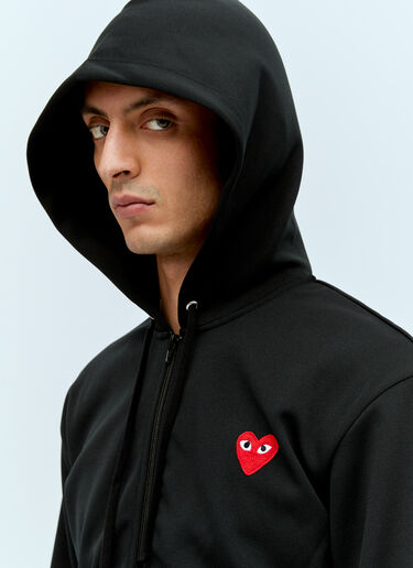 Comme Des Garçons PLAY Logo Patch Zip Hooded Sweatshirt Black cpl0356013