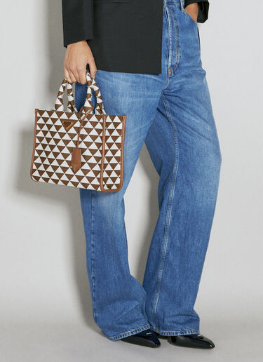 Prada Small Symbole Embroidered Handbag Brown pra0253012