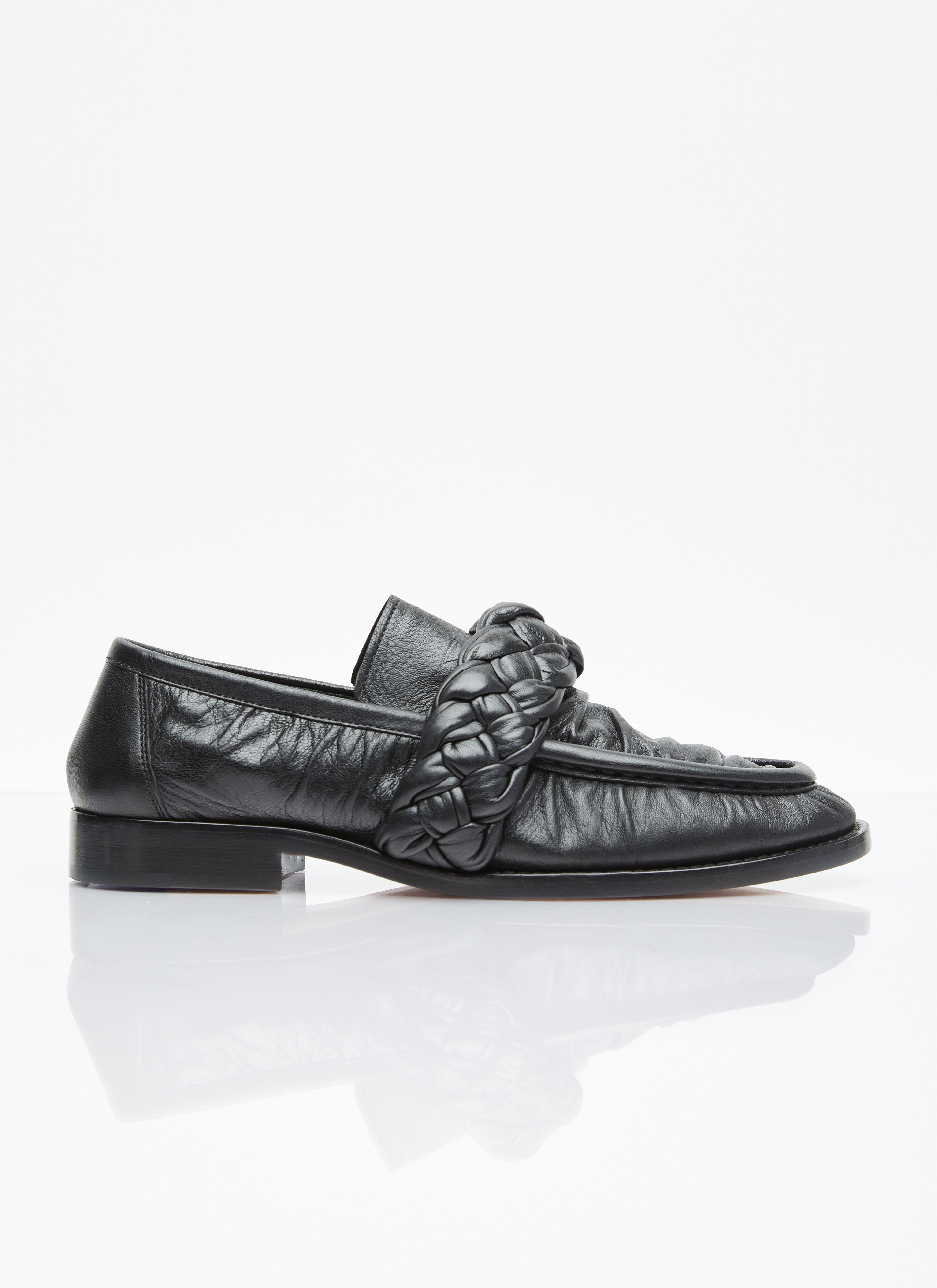 Saint Laurent Knotted Leather Loafers ブラック sla0254045