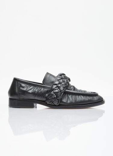 Knotted Leather Loafers Bottega Veneta Knotted Leather Loafers Black bov0255022