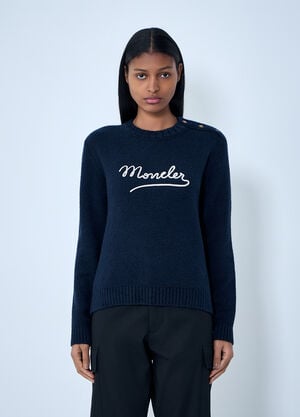 Moncler Embroidered Logo Wool Sweater Black mon0263049